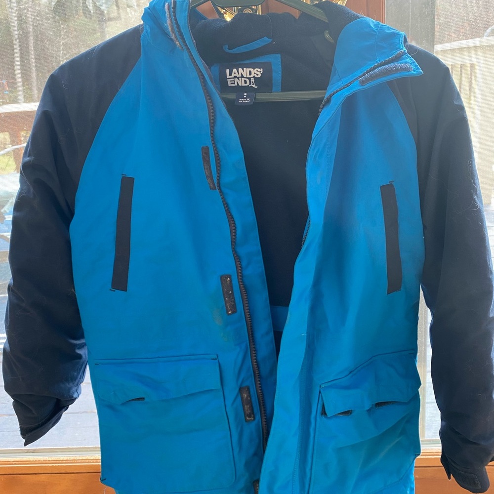 Land End Boys Squall Fleece Lined Waterproof Insulated Winter Parka size 8